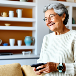 Home 7 웨어러블 기술과 고령화 사회의 대응 전략 - Wearable Tech Monitoring Elderly Health**
"A senior Italian woman, fully clothed in a comfortable, ...